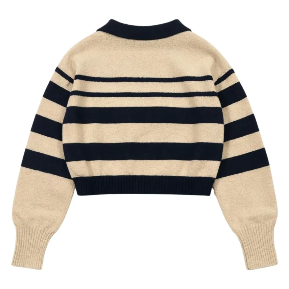 Sweter w paski z kołnierzykiem polo