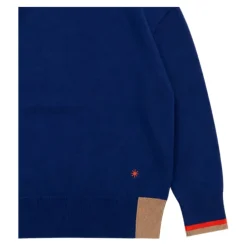 Sweter z dzianiny z kontrastowym ściągaczem