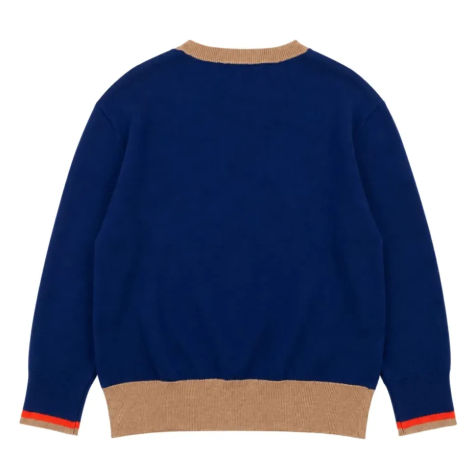Sweter z dzianiny z kontrastowym ściągaczem