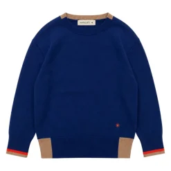 Sweter z dzianiny z kontrastowym ściągaczem