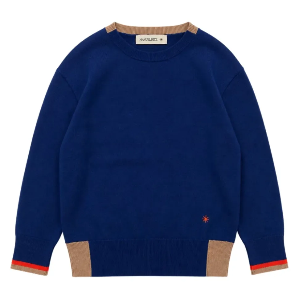 Sweter z dzianiny z kontrastowym ściągaczem
