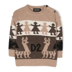 Sweter z okrągłym dekoltem i dzianiną intarsjową
