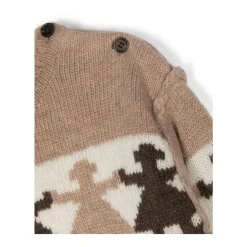 Sweter z okrągłym dekoltem i dzianiną intarsjową