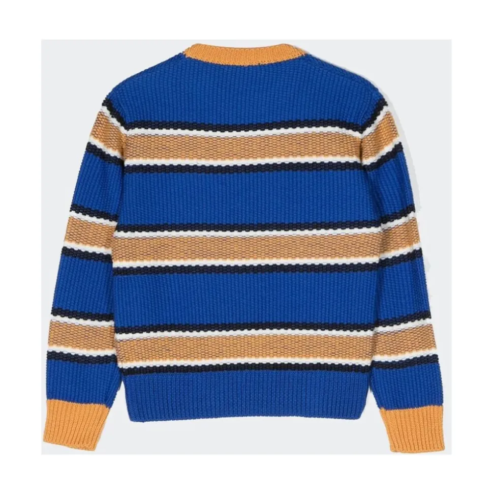 Sweter z okrągłym dekoltem z wzorem na całej powierzchni i logo