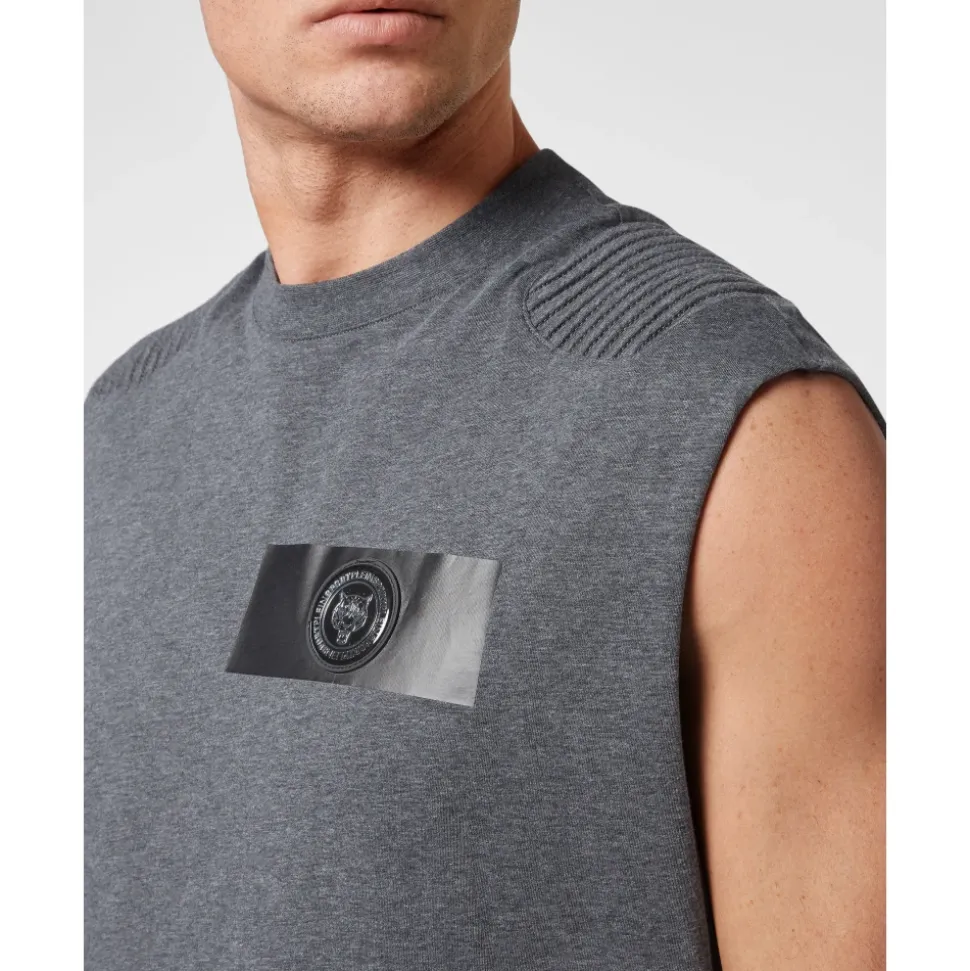 T-Shirt Okrągły Dekolt Bez Rękawów