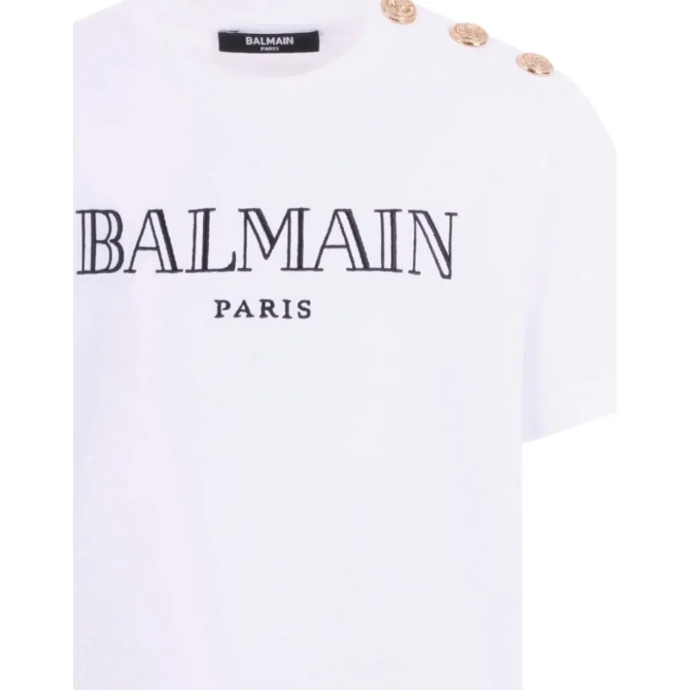 T-shirt z Detalem z Guzików i Logo