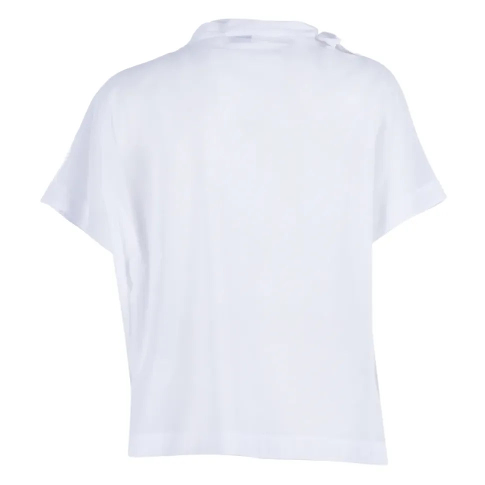 T-shirt z kwiatową aplikacją
