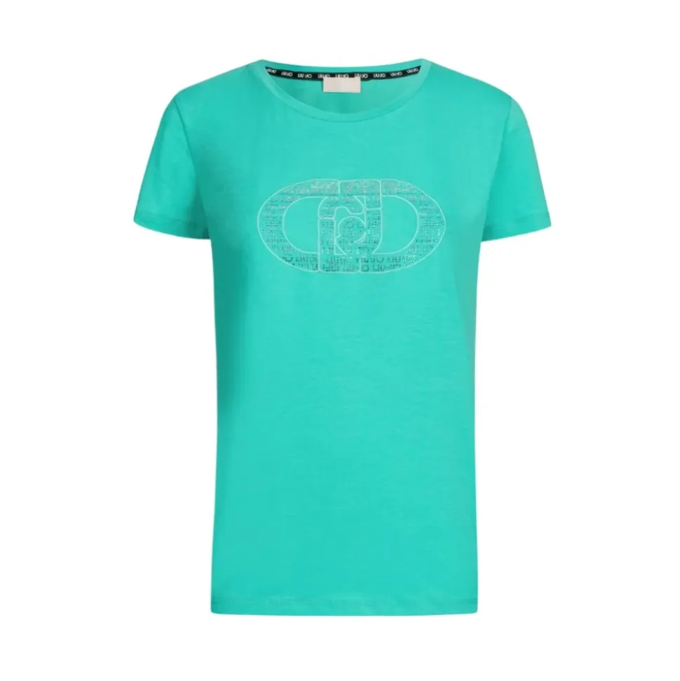 T-shirt z logo i kamieniami szlachetnymi