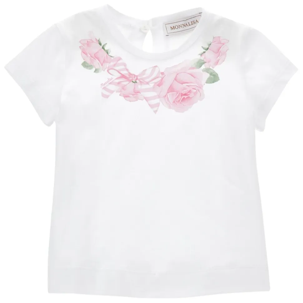 T-shirt z Różanym Nadrukiem dla Dziewczynek