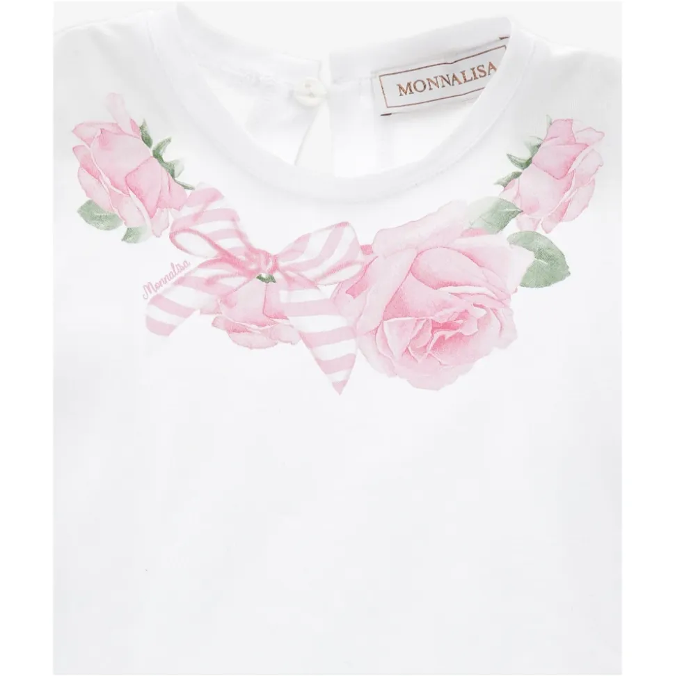 T-shirt z Różanym Nadrukiem dla Dziewczynek