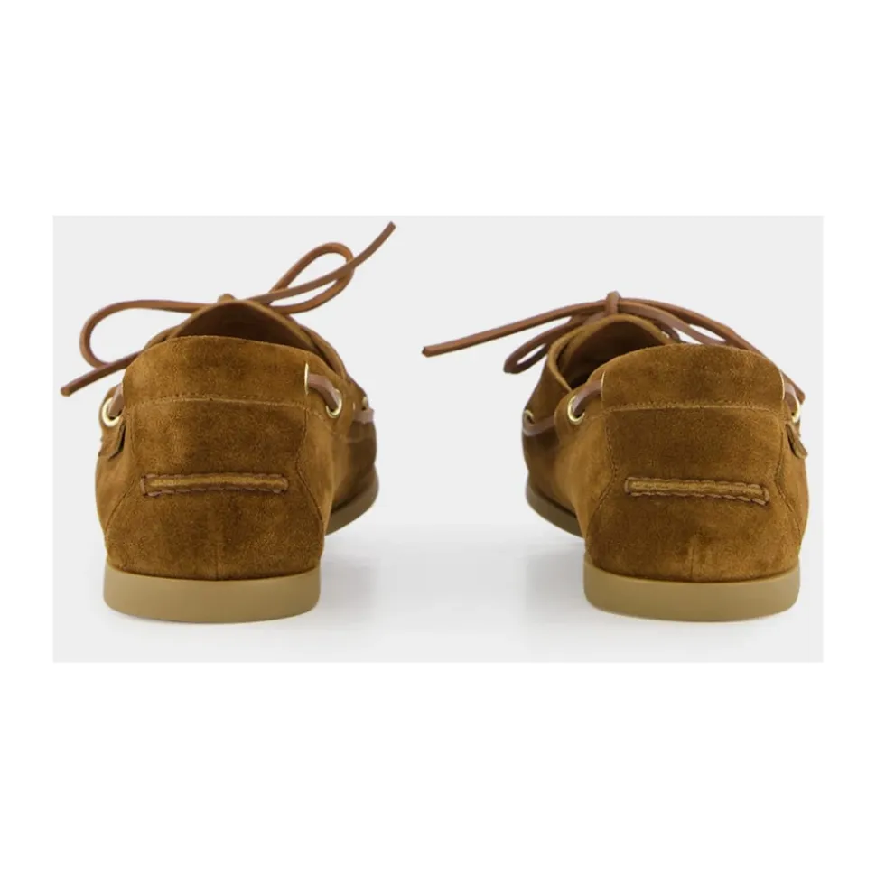 Tytoniowe Brązowe Loafersy zamszowe