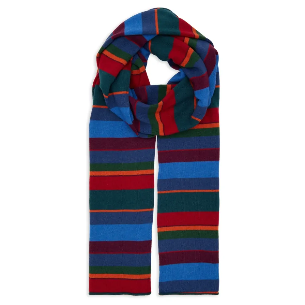 Unisex prosty niebieski szalik z wielobarwnymi paskami