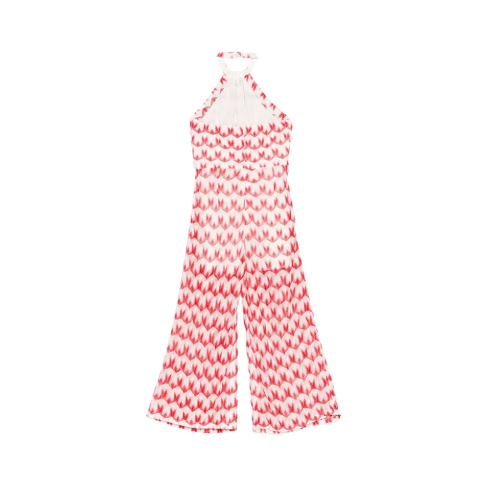 Wzorzysty kombinezon z dekoltem typu halter