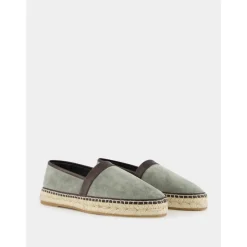 Zielone Espadryle z cielistej skóry cielęcej
